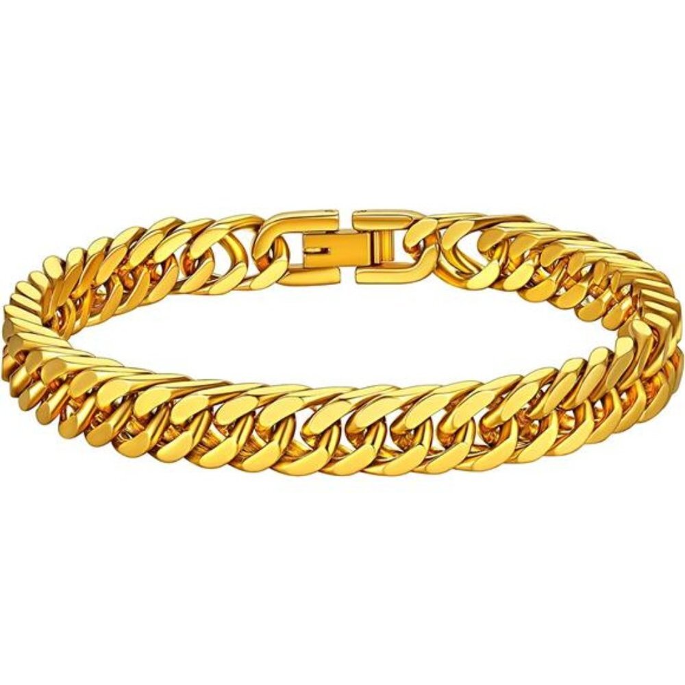Stainless Steel Gold Plated Link Chain Bracelet for Men